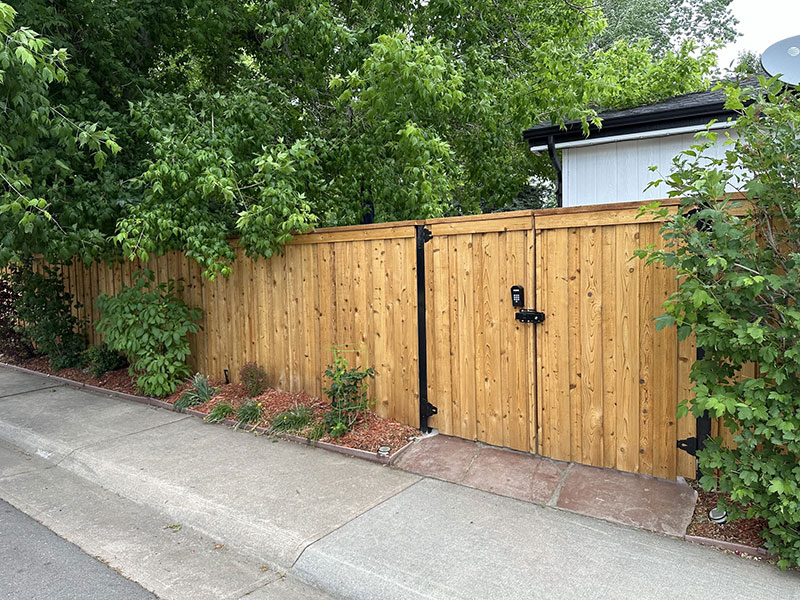 6 foot cedar privacy fence with keypad